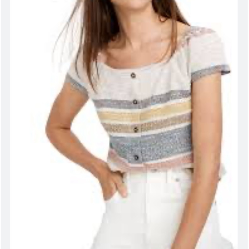 Madewell Texture & Thread Stripe Button Front Top